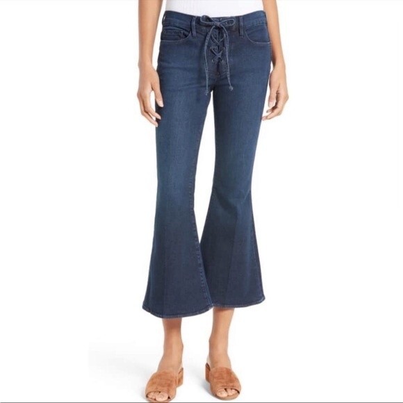 FRAME Le Bell Crop Lace-up Jeans in Hayworth 27 - Picture 1 of 12